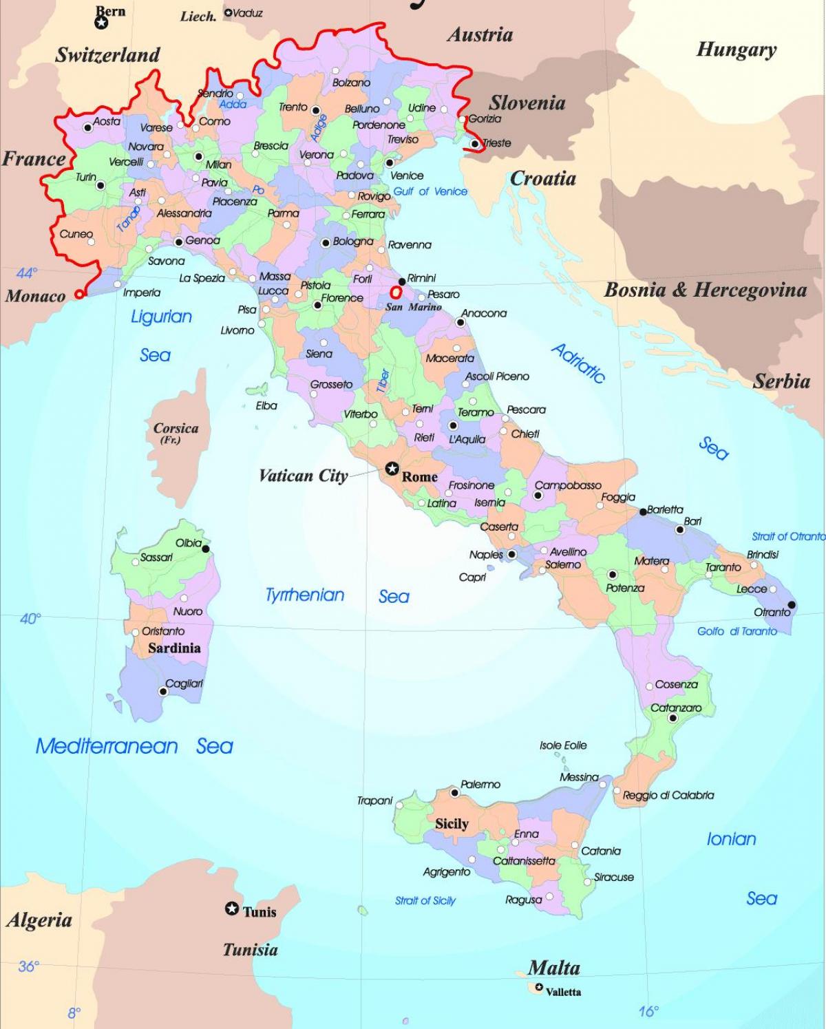 خريطة كبيرة لإيطاليا