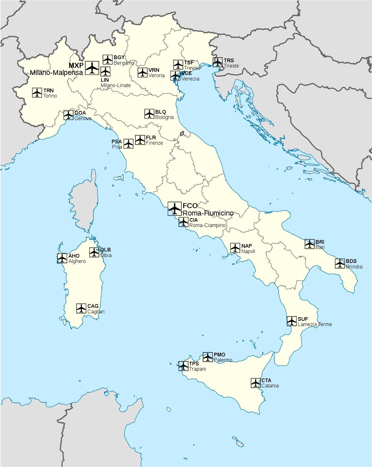 خريطة مطارات إيطاليا