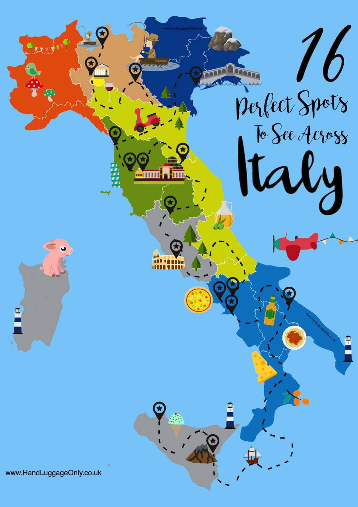 إيطاليا المعالم السياحية الخريطة