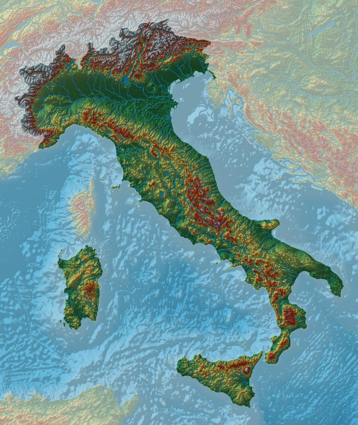 خريطة ارتفاع إيطاليا