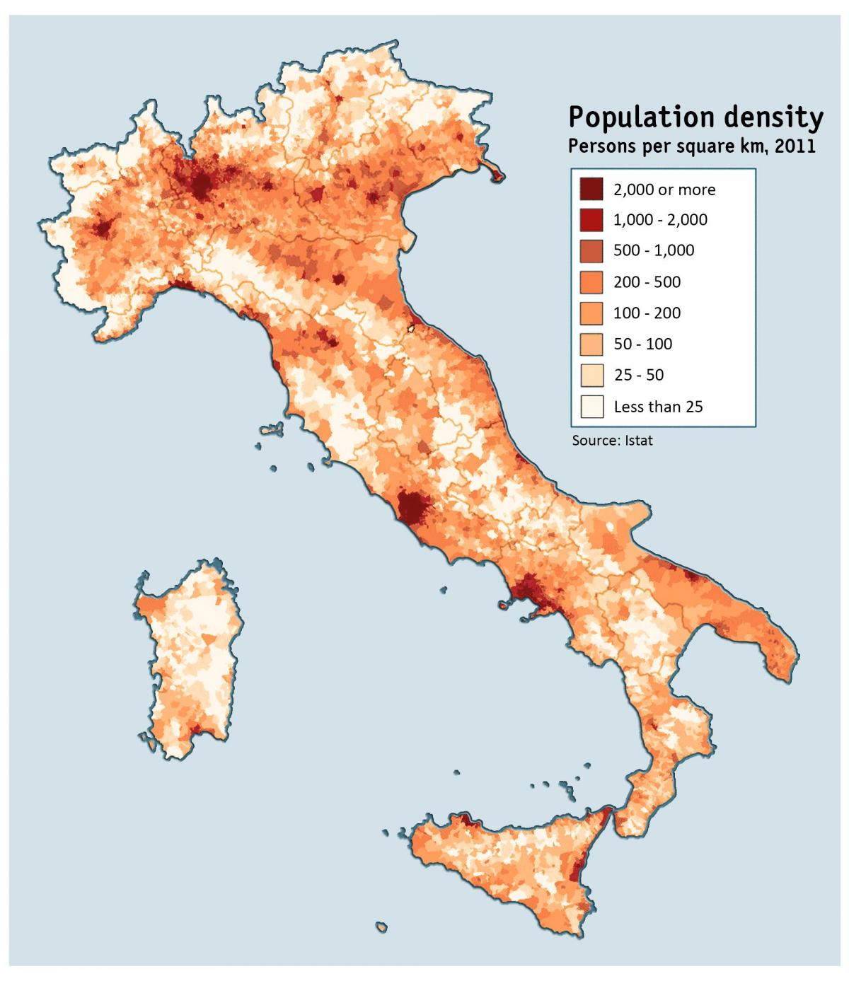خريطة كثافة إيطاليا