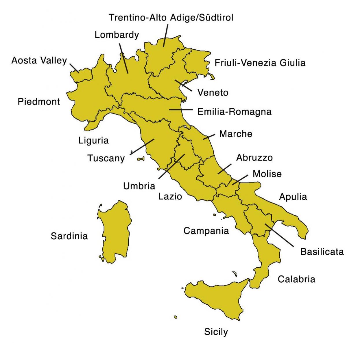 خريطة المناطق إيطاليا