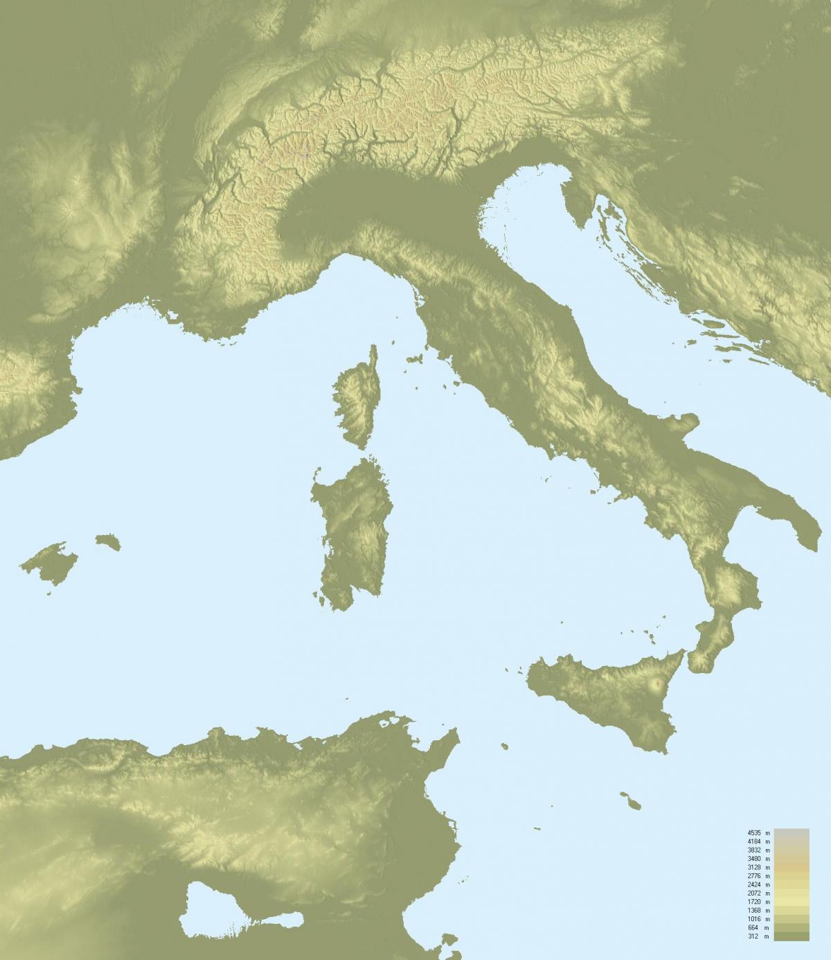 خريطة طبوغرافية لإيطاليا
